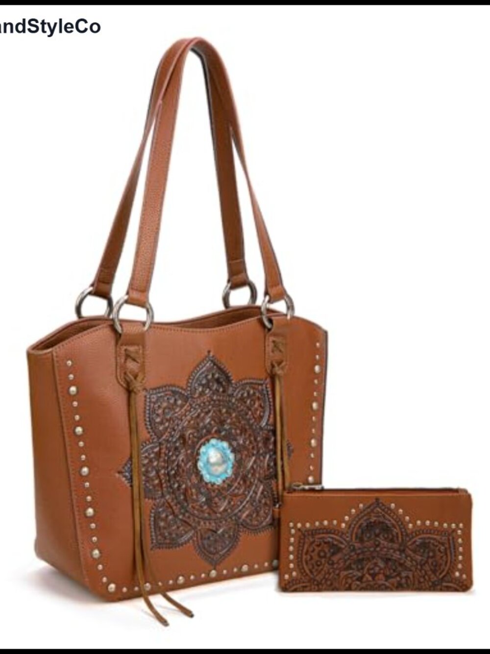 Montana West Western Tote Bag with Wallet Set Studded Top Handle Shoulder